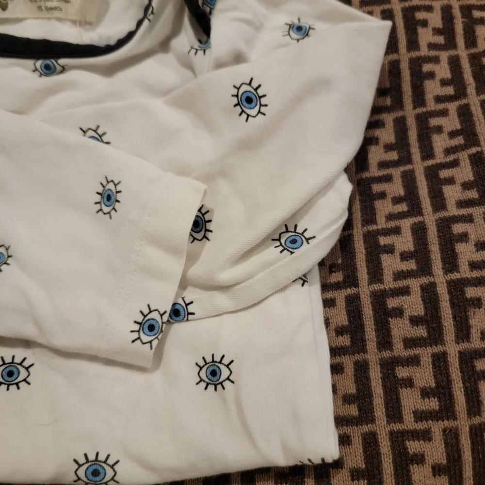 Rare Monica and Andy Evil Eye shirt long sleeve onesie size 12-18m